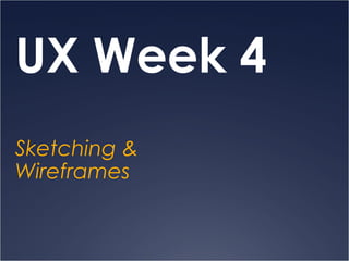 UX Week 4
Sketching &
Wireframes
 