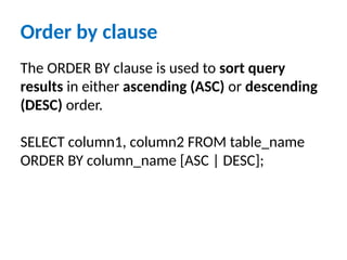 SQL - datatypes, DDL DML and basics of SQL | PPTX