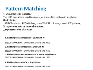 SQL - datatypes, DDL DML and basics of SQL | PPTX