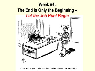 Week #4:
The End is Only the Beginning –
Let the Job Hunt Begin

 
