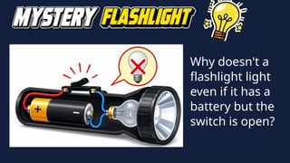 Why doesn't a
flashlight light
even if it has a
battery but the
switch is open?
 