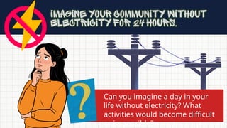 Can you imagine a day in your
life without electricity? What
activities would become difficult
or impossible?
 