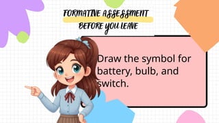 Draw the symbol for
battery, bulb, and
switch.
 