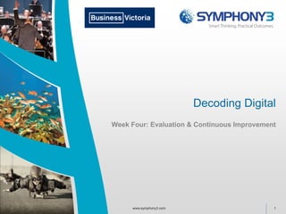 Decoding Digital
Week Four: Evaluation & Continuous Improvement
1www.symphony3.com
 