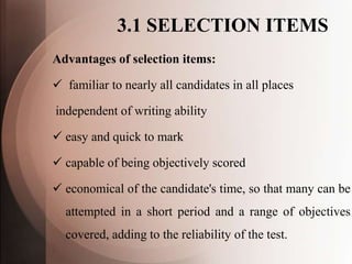 Multiple choice items in testing and evaluation | PDF
