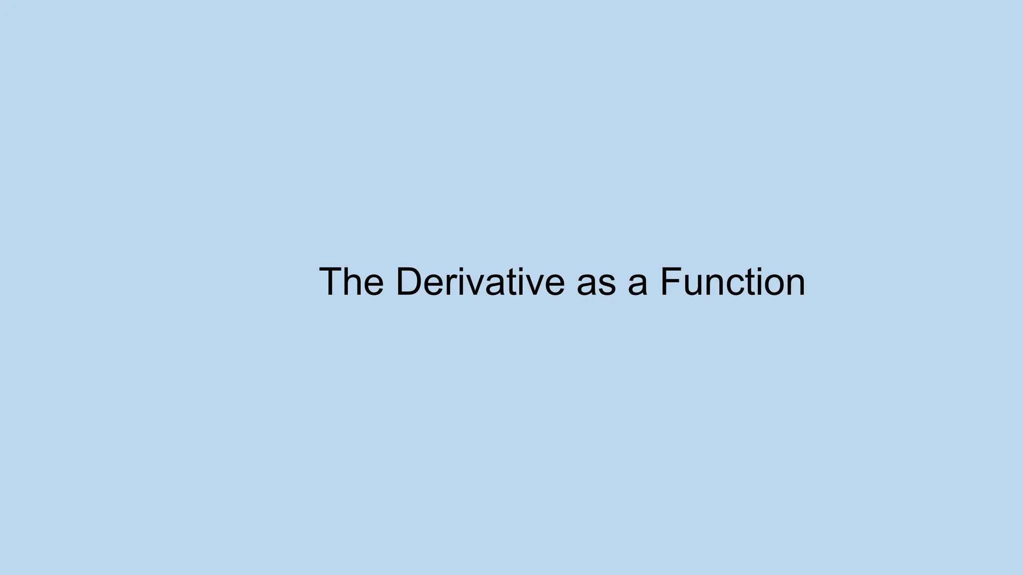 The Derivative as a Function 