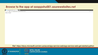 Browse to the app at azappshu001.azurewebsites.net
Ref: https://docs.microsoft.com/en-us/azure/app-service-web/app-service-web-get-started-python
 