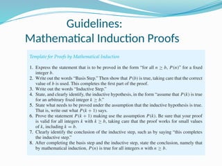 Guidelines:
Mathematical Induction Proofs
 