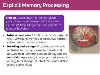 Explicit Memory Processing
§ Retrieval and use of explicit memories, which is
in part a working memory or executive functi...