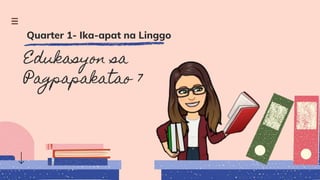 Edukasyon sa
Pagpapakatao 7
Quarter 1- Ika-apat na Linggo
 