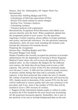 Week 4 Staffing BudgetsFTEs Variance AnalysisAssignment Guide.docx