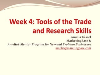 Amelia Kassel
MarketingBase &
Amelia’s Mentor Program for New and Evolving Businesses
amelia@maretingbase.com
 