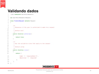 Validando dados
09/04/2016
Presentation licenced under non-commercial creative
commons 3.0
95
 