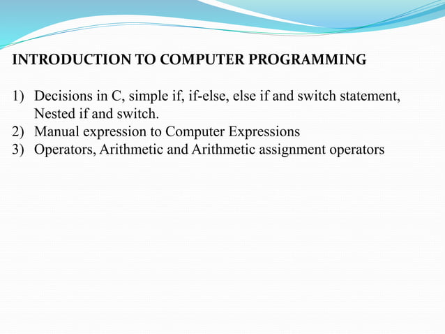 INTRODUCTION TO COMPUTER PROGRAMMING | PPT
