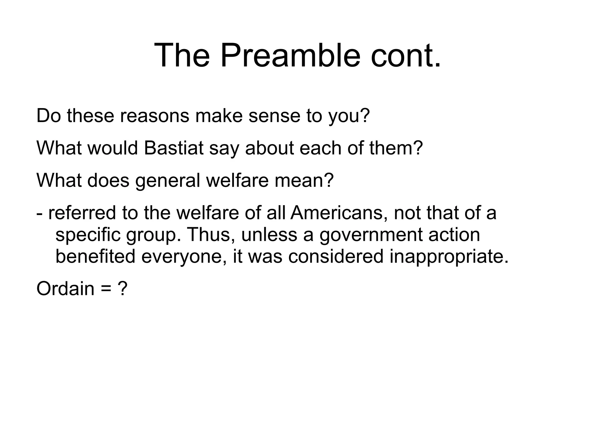 - an introductory declaration 