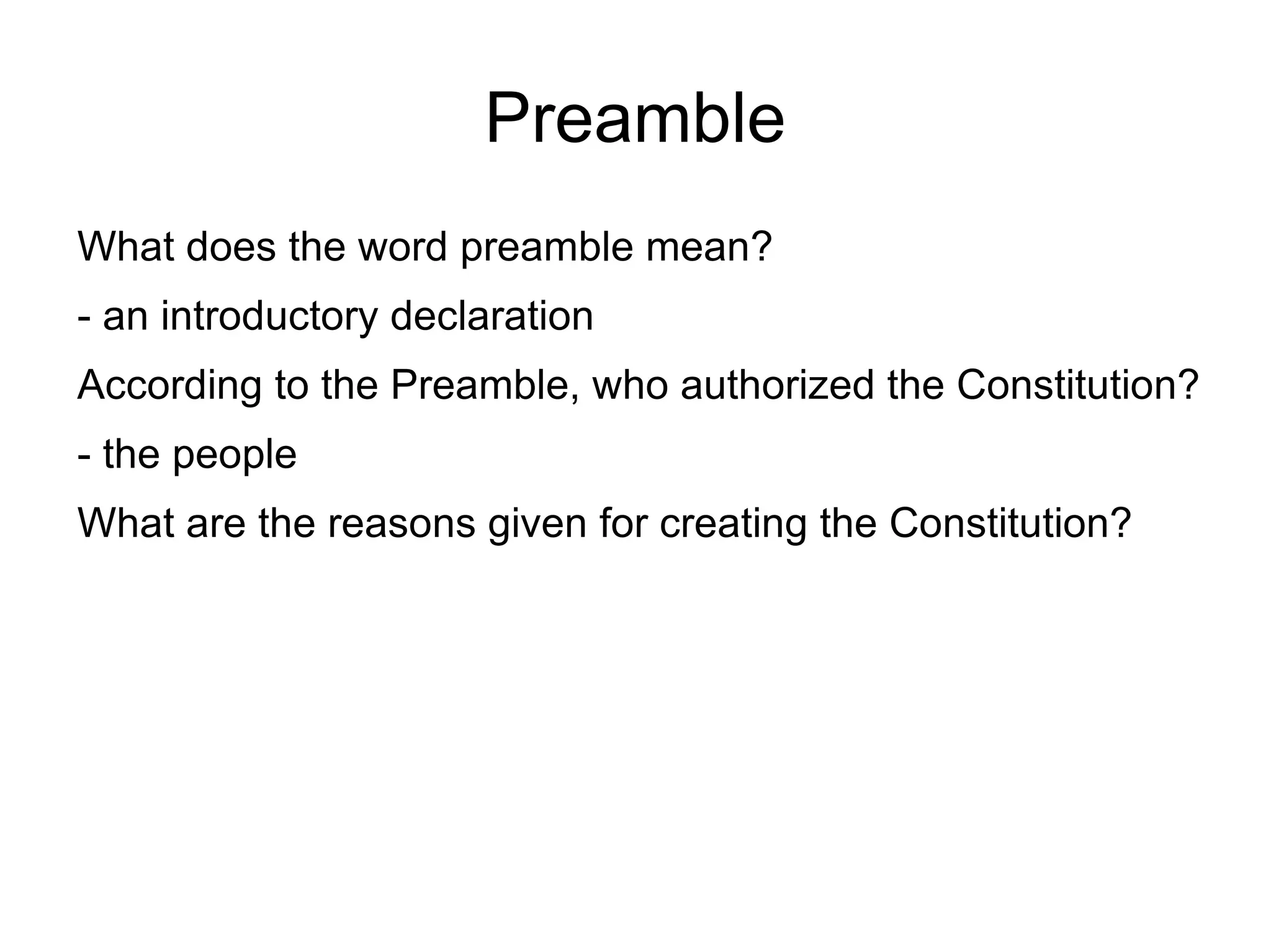 - an introductory declaration 