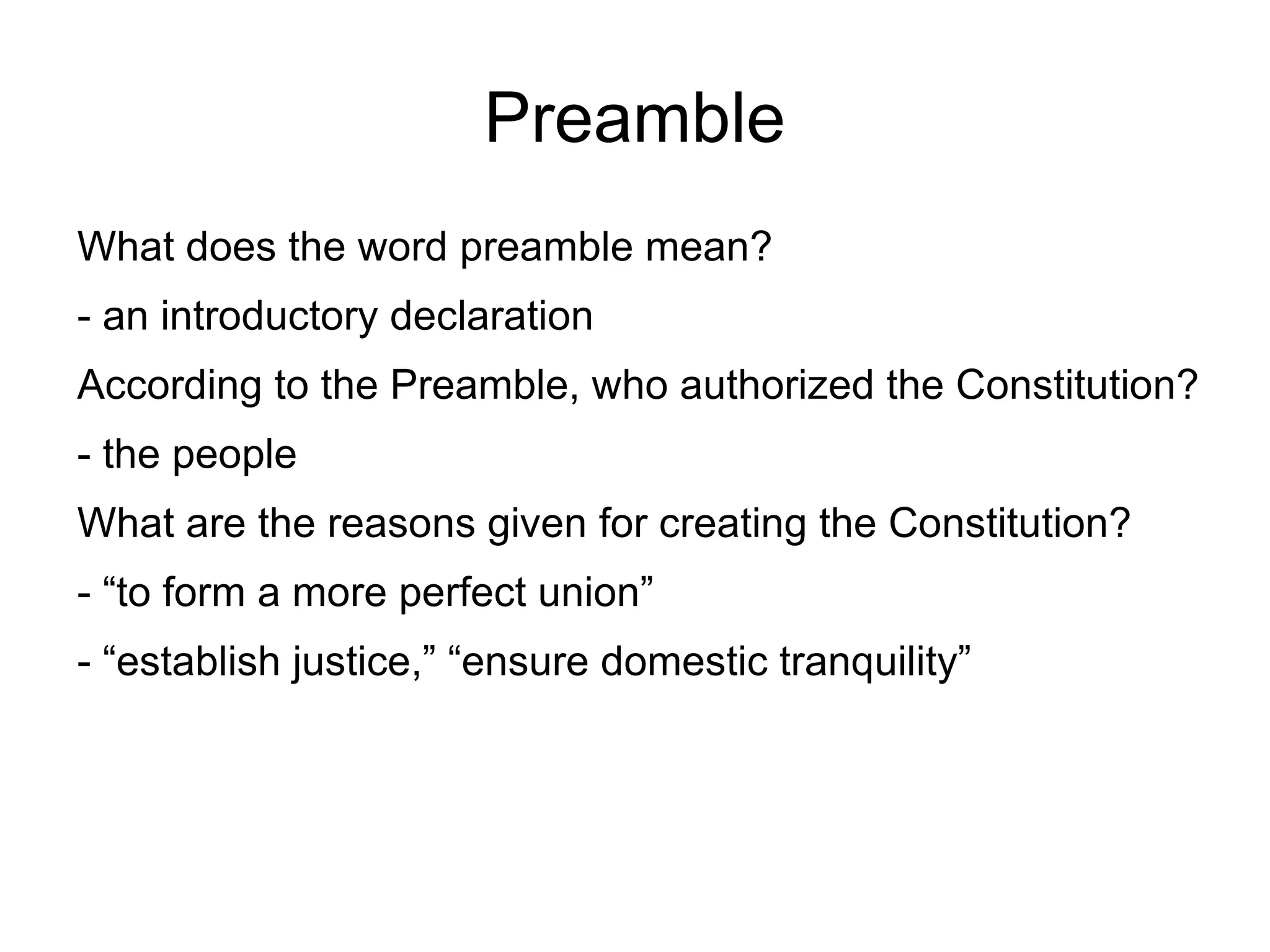 - an introductory declaration 