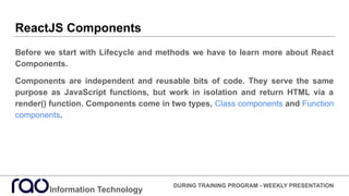 Overview of React.JS - Internship Presentation - Week 5 | PDF
