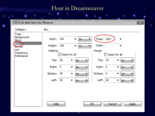 Float in Dreamweaver 