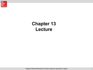 1Copyright © McGraw-Hill Education. Permission required for reproduction or display.
Chapter 13
Lecture
 