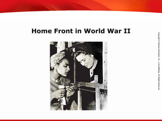 TEKS 8C: Calculate percent composition and empirical and molecular formulas.
Home Front in World War II
 