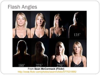 Flash Angles http://www.flickr.com/photos/seanmcfoto/577531995/ From  Sean McCormack (Flickr) :  