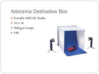 Adorama Deshadow Box Portable Still Life Studio 16 x 16 Halogen Lamps $40 