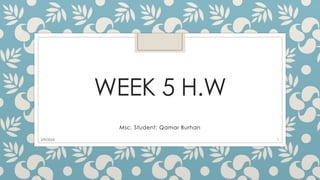 WEEK 5 H.W
Msc. Student: Qamar Burhan
1
3/9/2024
 