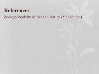 References
Zoology book by Millar and Harley (5th addition)
 