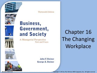 Chapter 16
                                   The Changing
                                    Workplace



McGraw-Hill/Irwin   Copyright © 2012 by The McGraw-Hill Companies, Inc. All rights reserved.
 