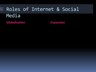 Roles of Internet & Social
Media
Globalization   Expansion
 