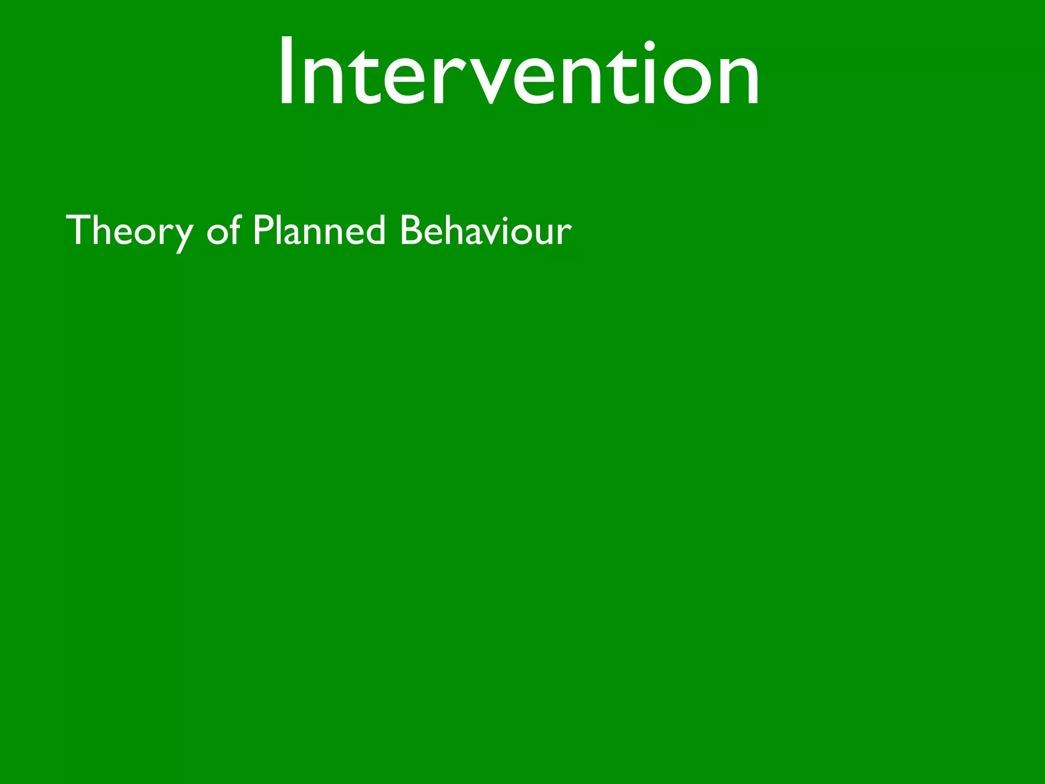 Intervention
Theory of Planned Behaviour
 