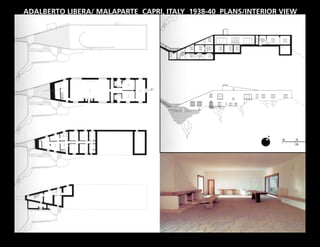 ADALBERTO LIBERA/ MALAPARTE CAPRI, ITALY 1938-40 PLANS/INTERIOR VIEW
 