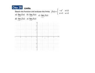 Limits.
Sketch the function and evaluate the limits:
 