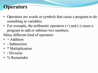 Arithmetic and Arithmetic assignment operators | PPTX