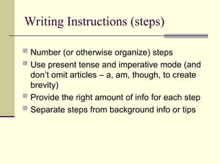 a general introduction to writing instructions | PPT