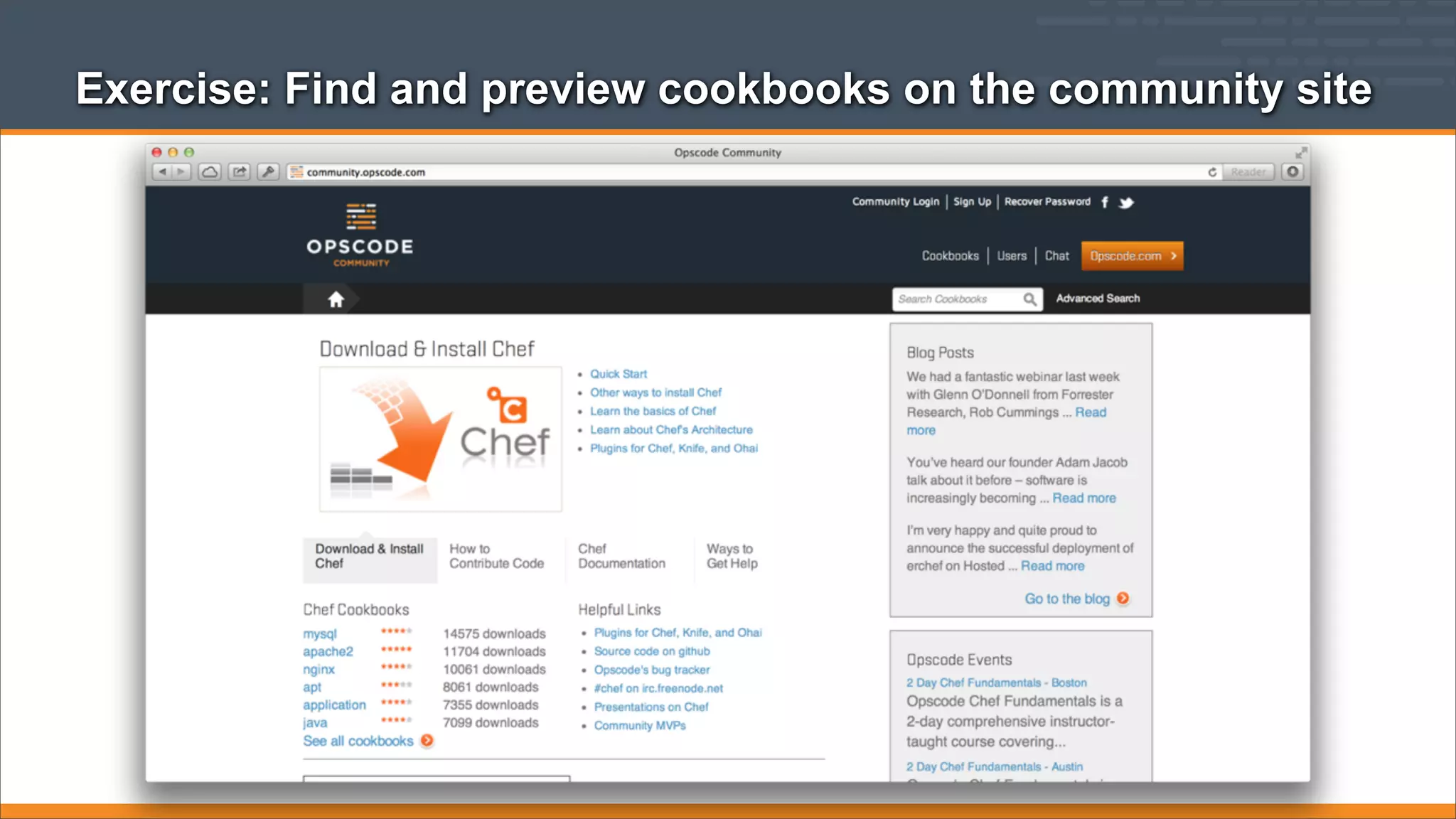Exercise: Find and preview cookbooks on the community site

 