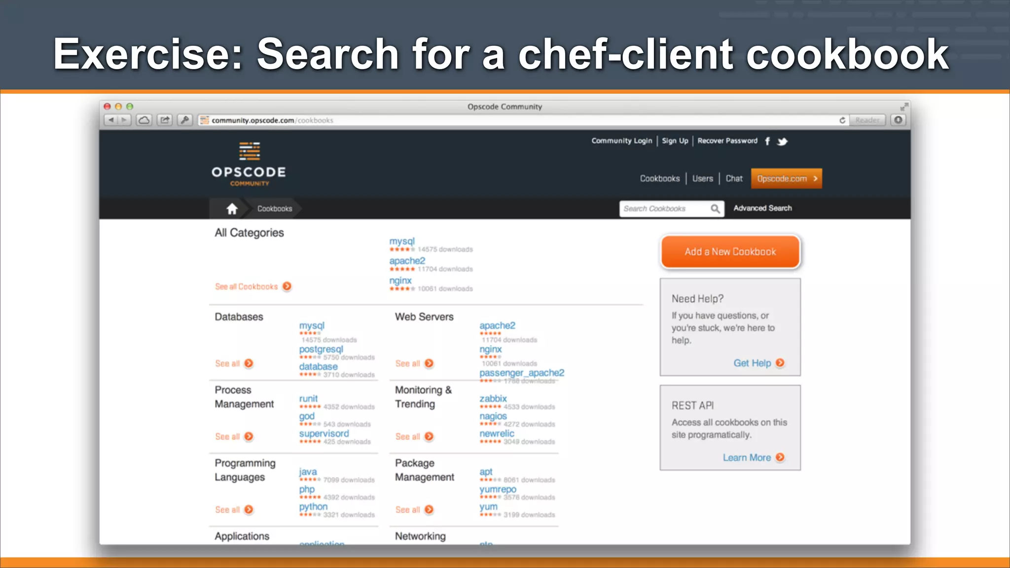 Exercise: Search for a chef-client cookbook

 