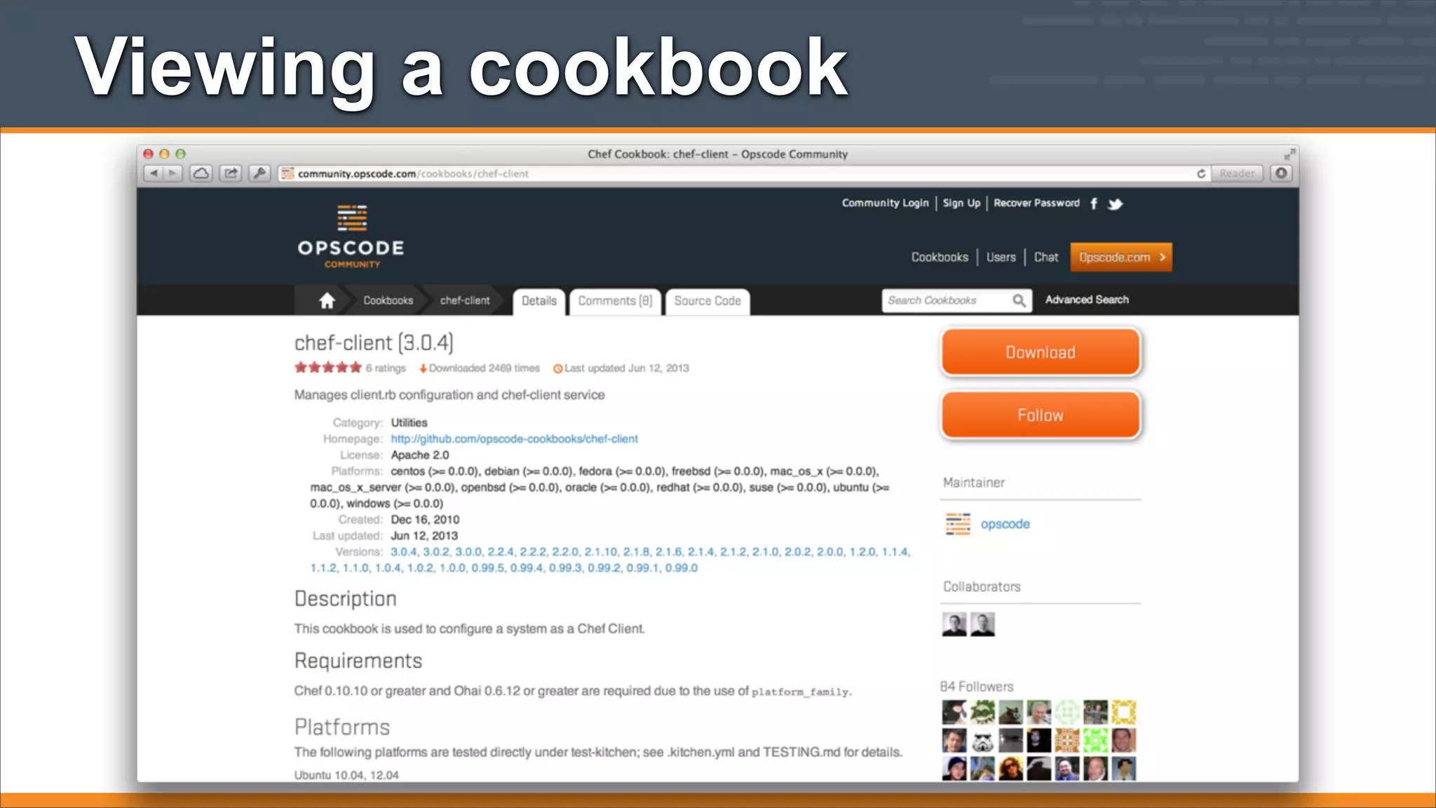 Viewing a cookbook

 