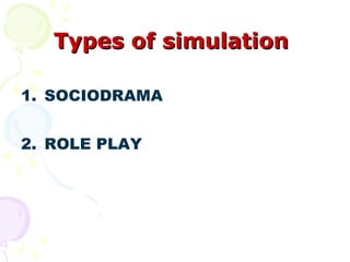 Types of simulation

1. SOCIODRAMA


2. ROLE PLAY
 