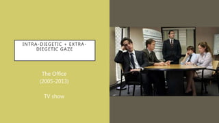 INTRA-DIEGETIC + EXTRA-
DIEGETIC GAZE
The Office
(2005-2013)
TV show
 