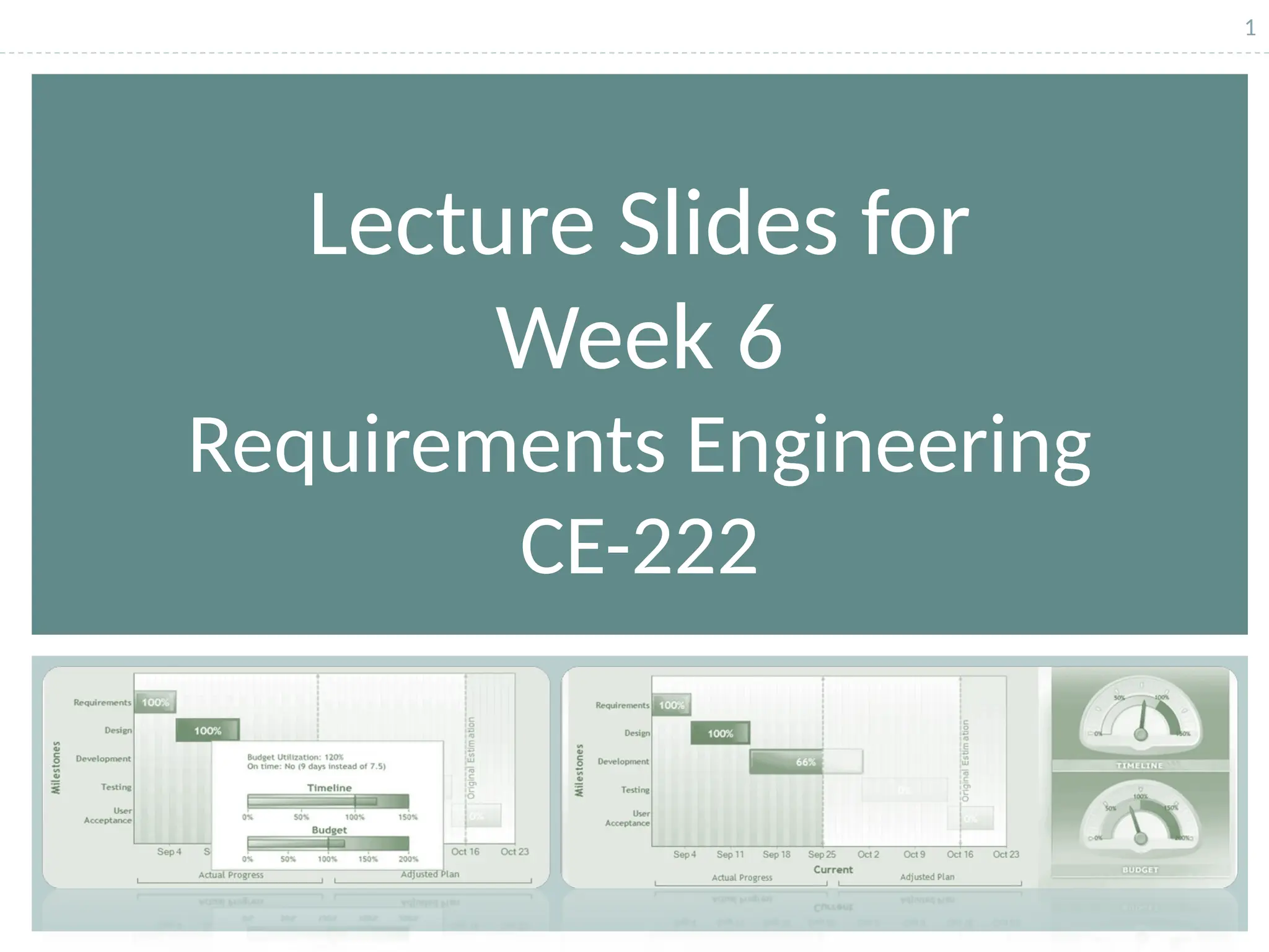 1
Lecture Slides for
Week 6
Requirements Engineering
CE-222
 