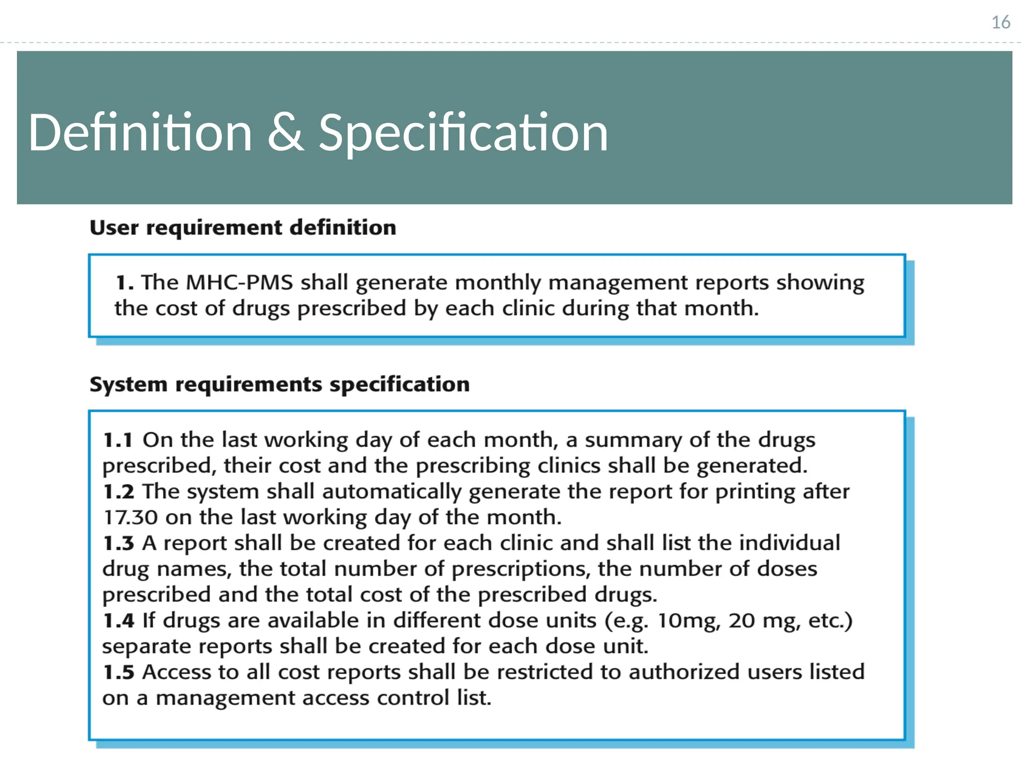 16
Definition & Specification
 