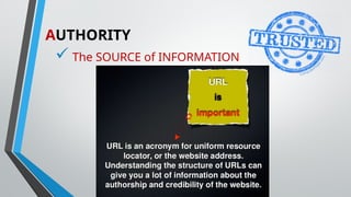 AUTHORITY
 The SOURCE of INFORMATION
 