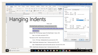 Hanging Indents
 
