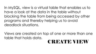 Lab Create VIEW - Advance Database 2nd Year | PPTX