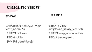 Lab Create VIEW - Advance Database 2nd Year | PPTX