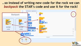 ..so instead of writing new code for the rock we can
backpack the STAR’s code and use it for the rock!
 