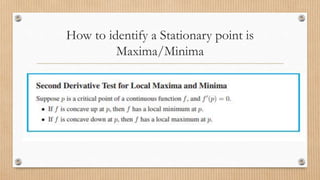 How to identify a Stationary point is
Maxima/Minima
 