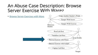 An Abuse Case Description: Browse
Server Exercise With Warez
• Browse Server Exercises with Warez
 